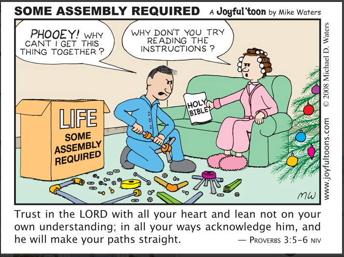 Assembly required. Христианские анекдоты. Some Assembly required. Joyful toon Christian picture. Peter Ruckman with Bible.