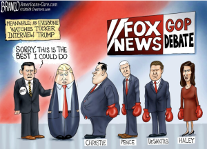 Fox will host the GOP Debate but the main attraction won’t be there, Trump to be interviewed by Tucker at that time.