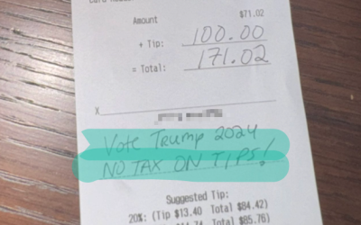 “Freaking Brilliant New Trend”: Write “Vote Trump, End Taxes On Tips!” On Server Checks