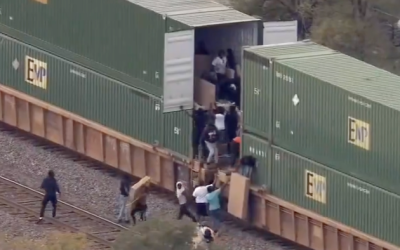 Watch: Mob Loots Freight Train Of Flat Screen TVs In Lawless Chicago 