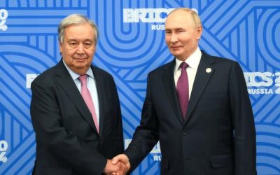 Zelensky Outraged Over UN Chief Getting Chummy With Putin At BRICS