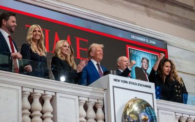 Trump Rings Opening Bell At NYSE With Melania And Daughters, Framed By Time ‘Person Of The Year’ Cover oan