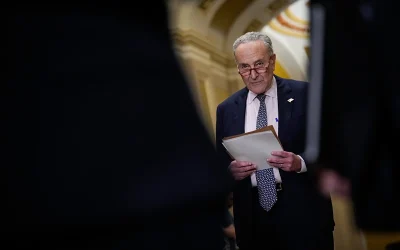 Schumer Defies Calls To Step Down As Minority Leader While Protestors Gather Outside His Brooklyn Home oan