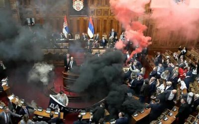Smoke Bombs, Or Just A Tuesday In A Balkan Parliament