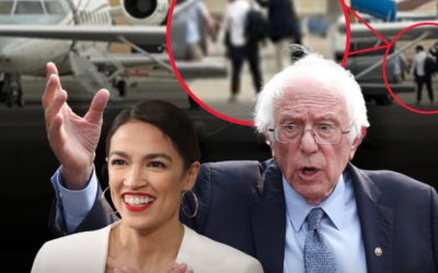 Socialist AoC & Bernie Sanders Caught Using Private Jets On “Fighting Oligarchy” Tour
