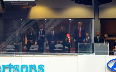 President Trump seated behind bulletproof glass at Charlie Kirk memorial at State Farm Stadium oan