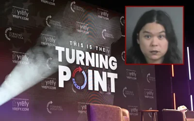 Student arrested after being caught on camera flipping over Turning Point USA table oan