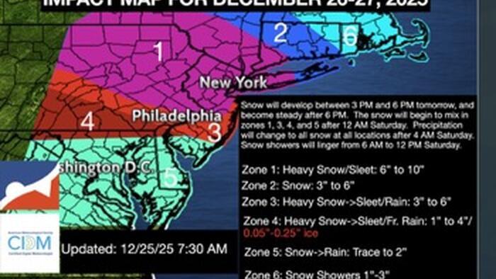 US Northeast Set For Post-Christmas Winter Storm