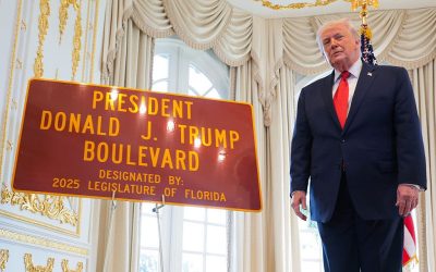 Trump attends dedication ceremony to rename roadway from Palm Beach Int’l Airport to Mar-a-Lago in his honor oan