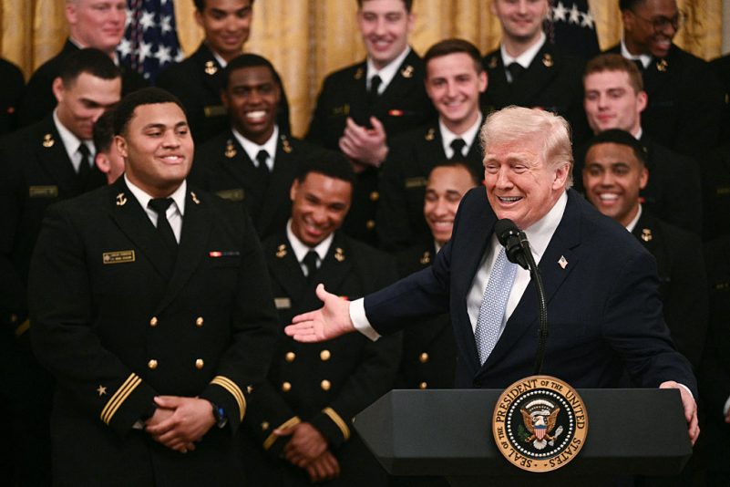 Trump honors Navy football team at WH, signs EO to preserve Army-Navy game broadcast timeslot oan