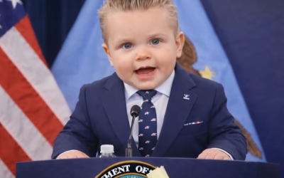 WATCH: Baby Pete Hegseth spanks news media in latest A.I. spoof video as Operation Epic Fury continues
