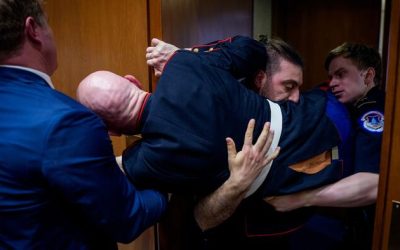 Watch: Marine Veteran Protesting Iran War Suffers Broken Arm In Scuffle With GOP Senator