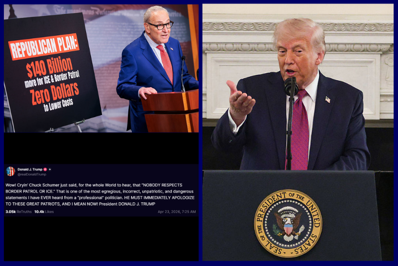 Trump demands apology from Schumer for comments that ‘NOBODY RESPECTS BORDER PATROL OR ICE’ oan