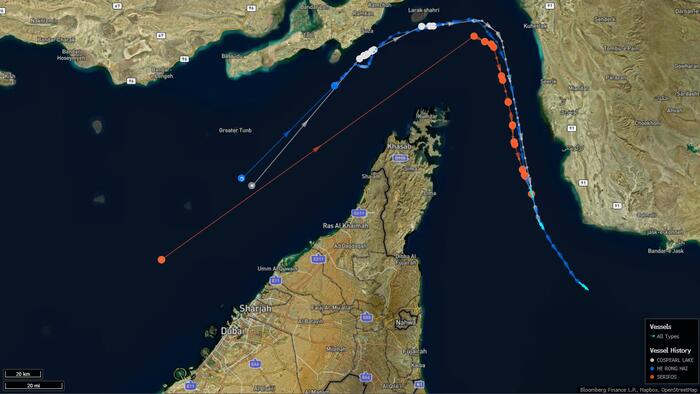 Three Supertankers Carrying Iraqi And Saudi Crude Sail Through The Strait Of Hormuz