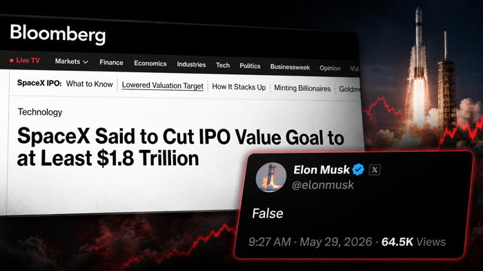“False”: Musk Denies Bloomberg Report About SpaceX IPO Valuation Drop