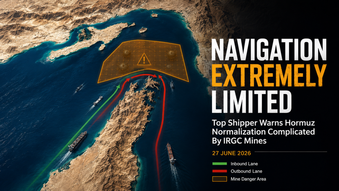 “Navigation Extremely Limited”: Top Shipper Warns IRGC Mines Complicate Hormuz Normalization