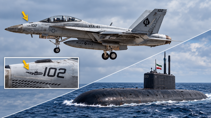 US Navy Super Hornet “Sub Buster” Marking Hints At Iranian Submarine Kill